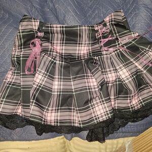 Plaid Pink and Black Women's Skirt